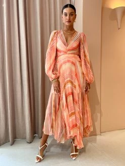 Acler Astone Dress In Geo Stripe