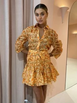 Acler Bicknell Skirt In Peach Parfait