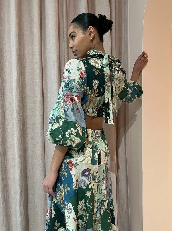 Alemais Loretta Patchwork Midi In Sage Floral 7 Alemais Loretta Patchwork Midi In Sage Floral - Image 5