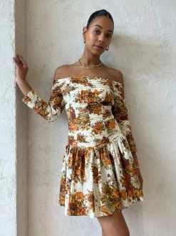 Alemais Derby Mini Dress In Cream/Rust