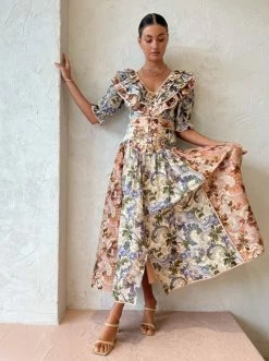 Alemais Phillipa Ruffle Neck Midi In Mix Floral -Coco & Lola SHOP Alemais Low Res 52 600x