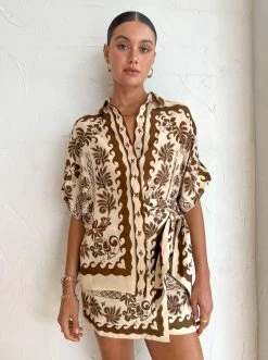 Alemais Tropic Sarong Mini Skirt In Choc/Cream -Coco & Lola SHOP Alemais Lowres 110 a798c96e a987 4814 aae8 0a971662e50d 600x