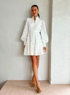 Alemais Evie Mini Shirt Dress In White -Coco & Lola SHOP Alemais Lowres 127 3aea98bf a4aa 45f0 a49f 34b85944e3bf 600x