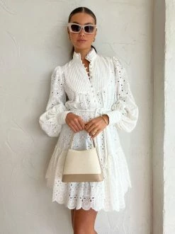 Alemais Evie Mini Shirt Dress In White -Coco & Lola SHOP Alemais Lowres 129 600x