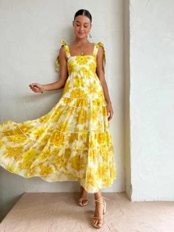 Alemais Sonny Midi Sundress In Lemon