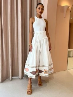 Alemais Spades Embroidered Midi Skirt In Ivory