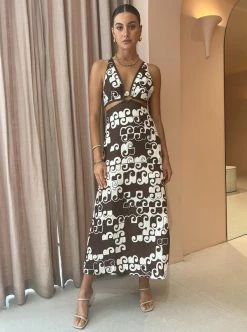 Alemais Maurice Cut Out Midi Dress In Chocolate