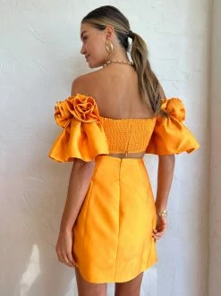 Alemais Macie Rosette Mini Dress In Saffron -Coco & Lola SHOP Alemais Lowres 44 0dc553ee 9576 4449 964f c0ccd067eb01 600x
