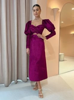 Alemais Rosario Midi Puff Sleeve Dress In Fushia -Coco & Lola SHOP Alemais Lowres August 4 6e0c49fd e821 4929 883e 6e2240d6edaa 600x