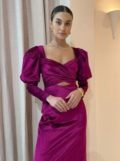 Alemais Rosario Midi Puff Sleeve Dress In Fushia -Coco & Lola SHOP Alemais Lowres August 8 b8ecc9d0 2962 4888 89f2 28fb504fe4a5 600x