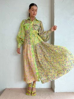 Alemais Daisy Patchwork Shirtdress In Multi