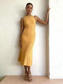 Clea Alina Rib Knit Dress In Mango -Coco & Lola SHOP AlinaRibKnit 600x