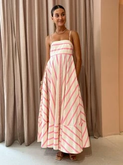 Aston Studio Rue Dress In Bubblegum/Antique Stripe -Coco & Lola SHOP AstonStudio Lowres 106 600x