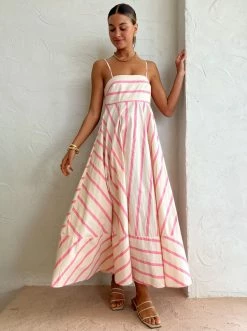 Aston Studio Rue Dress In Bubblegum/Antique Stripe -Coco & Lola SHOP AstonStudio Lowres 114 600x