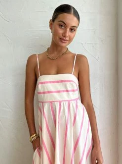 Aston Studio Rue Dress In Bubblegum/Antique Stripe -Coco & Lola SHOP AstonStudio Lowres 117 600x