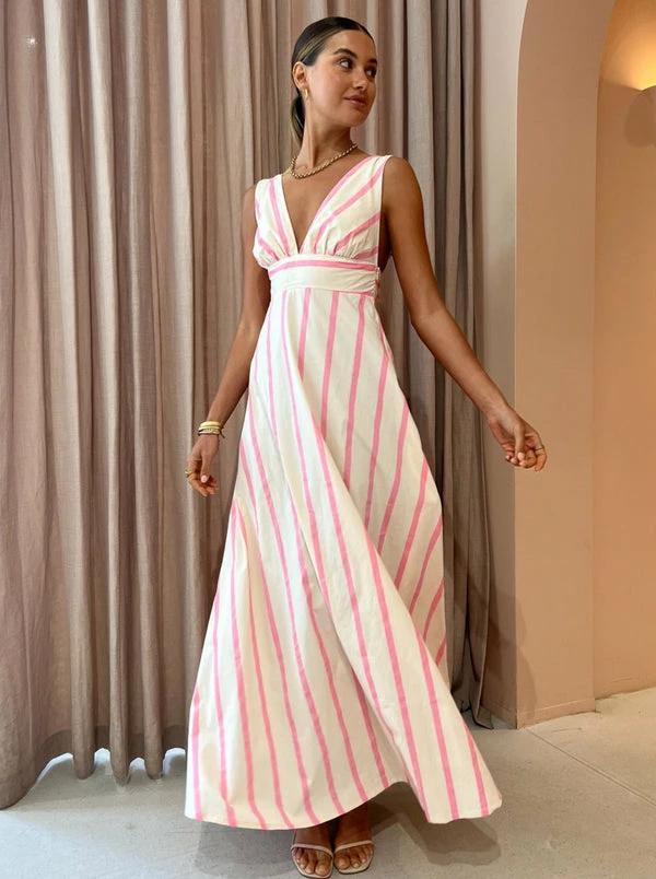 Aston Studio Betty Stripe Dress In Bubblegum/Antique Stripe 7 Aston Studio Betty Stripe Dress In Bubblegum/Antique Stripe - Image 5