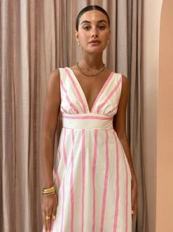 Aston Studio Betty Stripe Dress In Bubblegum/Antique Stripe 10 Aston Studio Betty Stripe Dress In Bubblegum/Antique Stripe -Coco & Lola SHOP AstonStudio Lowres 127 600x