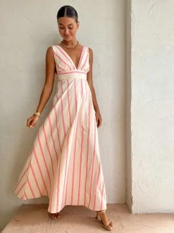 Aston Studio Betty Stripe Dress In Bubblegum/Antique Stripe 13 Aston Studio Betty Stripe Dress In Bubblegum/Antique Stripe -Coco & Lola SHOP AstonStudio Lowres 133 600x