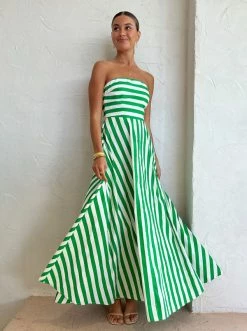 Aston Studio Hazel Dress In Mantis Stripe