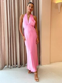 Bec & Bridge Indi Halter Maxi Dress In Candy Pink