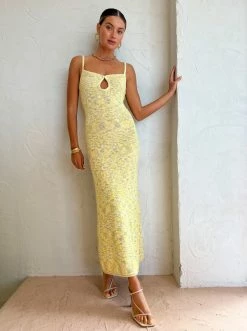 Bec & Bridge Willow Knit Maxi Dress In Yellow Marle