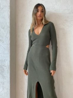 Bec & Bridge Mila Knit L/S Maxi Dress In Army 13 Bec & Bridge Mila Knit L/S Maxi Dress In Army -Coco & Lola SHOP Bec Bridge MilaKnit 29April lowres 6 600x