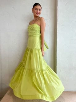 Bec & Bridge Solstice Drop Waist Maxi Dress In Lime