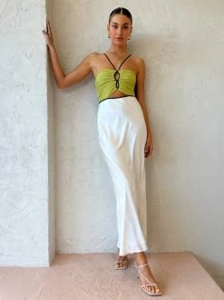 Bec & Bridge Carmen Maxi Dress In Ivory/Pistachio
