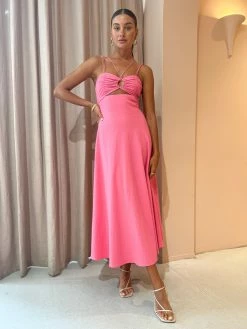By Johnny Isola Bella Strap Midi Dress In Pink