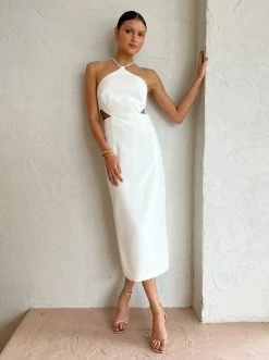 By Johnny Fresco Halter Maxi In Ivory