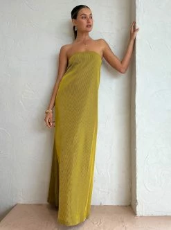 Camilla And Marc Izaro Maxi Dress In Yellow/Brown