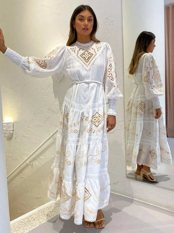 Alemais Cecilia Embroidered Midi Dress In Ivory 3 Alemais Cecilia Embroidered Midi Dress In Ivory