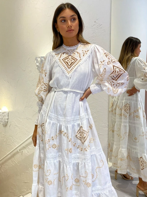 Alemais Cecilia Embroidered Midi Dress In Ivory 6 Alemais Cecilia Embroidered Midi Dress In Ivory - Image 4