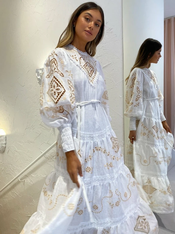 Alemais Cecilia Embroidered Midi Dress In Ivory 4 Alemais Cecilia Embroidered Midi Dress In Ivory - Image 2