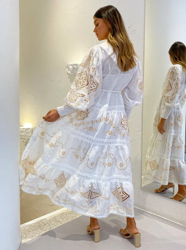 Alemais Cecilia Embroidered Midi Dress In Ivory 5 Alemais Cecilia Embroidered Midi Dress In Ivory - Image 3