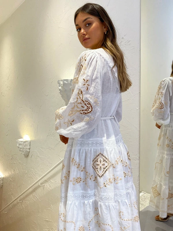 Alemais Cecilia Embroidered Midi Dress In Ivory 7 Alemais Cecilia Embroidered Midi Dress In Ivory - Image 5