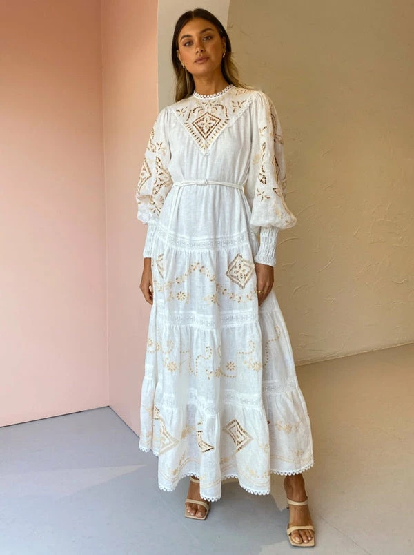 Alemais Cecilia Embroidered Midi Dress In Ivory 8 Alemais Cecilia Embroidered Midi Dress In Ivory - Image 6