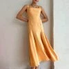 Clea Charlee Pleat Dress In Mango -Coco & Lola SHOP Clea Exclusive Low Res 34 600x