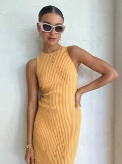 Clea Alina Rib Knit Dress In Mango -Coco & Lola SHOP Clea Low Res 31 600x