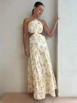Issy Maypole Dress In Yellow Poppy