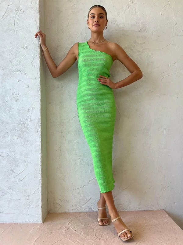 Lidee Gigi Smocking Gown In Neon Lime 7 Lidee Gigi Smocking Gown In Neon Lime - Image 5