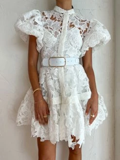 Leo Lin Sonia Bishop Sleeve Lace Mini Dress In Snow 11 Leo Lin Sonia Bishop Sleeve Lace Mini Dress In Snow -Coco & Lola SHOP LeoLin 1 Lowres 131 600x