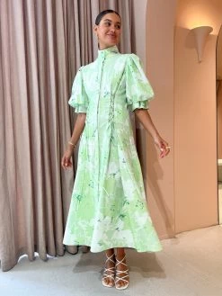 Leo Lin Anneke Drawstring Midi Dress In Jasmine Print Sage -Coco & Lola SHOP LeoLin 1 Lowres 143 600x