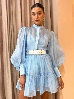 Leo Lin Alexandra Belted Mini Dress In Cornflower -Coco & Lola SHOP LeoLin 1 Lowres 70 600x