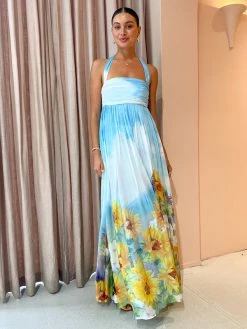 Leo Lin Claudette Silk Halterneck Maxi Dress In Sunflower Landscape -Coco & Lola SHOP LeoLin 1 Lowres 84 600x