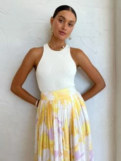 Leo Lin Elina Pleated Midi Skirt In Jasmine Sun -Coco & Lola SHOP LeoLin Lowres 198 600x