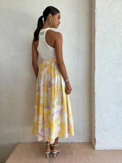 Leo Lin Elina Pleated Midi Skirt In Jasmine Sun -Coco & Lola SHOP LeoLin Lowres 200 600x