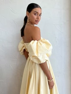 Leo Lin Matilda Puff Sleeve Midi Dress In Lemon -Coco & Lola SHOP LeoLin Lowres 46 600x