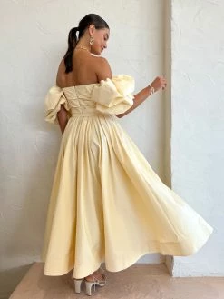 Leo Lin Matilda Puff Sleeve Midi Dress In Lemon -Coco & Lola SHOP LeoLin Lowres 47 600x