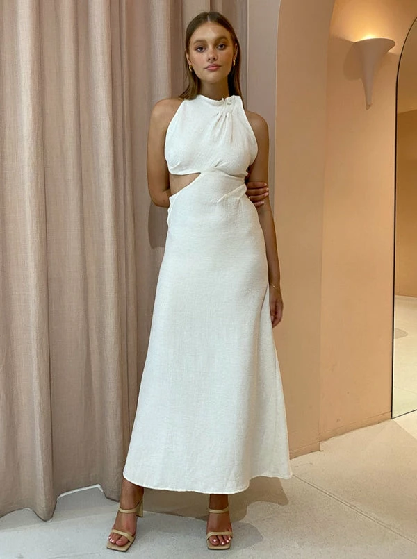 One Fell Swoop Accent Maxi Dress In Natural Linen 3 One Fell Swoop Accent Maxi Dress In Natural Linen